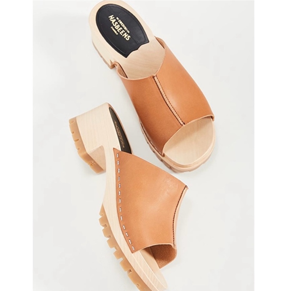 Swedish Hasbeen Natural Learher Women's Mule Clogs size 41